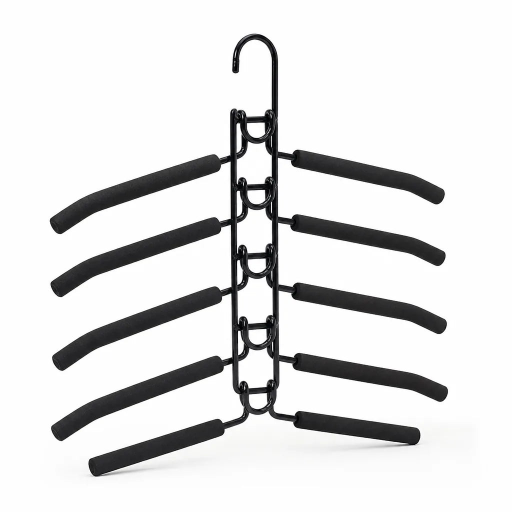 Space-Saving Multilayer Clothes Hanger Set with Non-Slip Foam Pads (Set of 5)