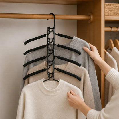 Space-Saving Multilayer Clothes Hanger Set with Non-Slip Foam Pads (Set of 5)