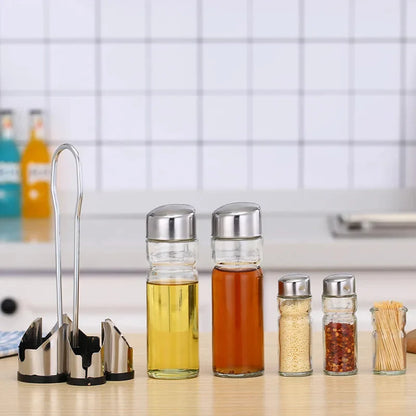 Spice Jar Set Clear Glass Space-Saving