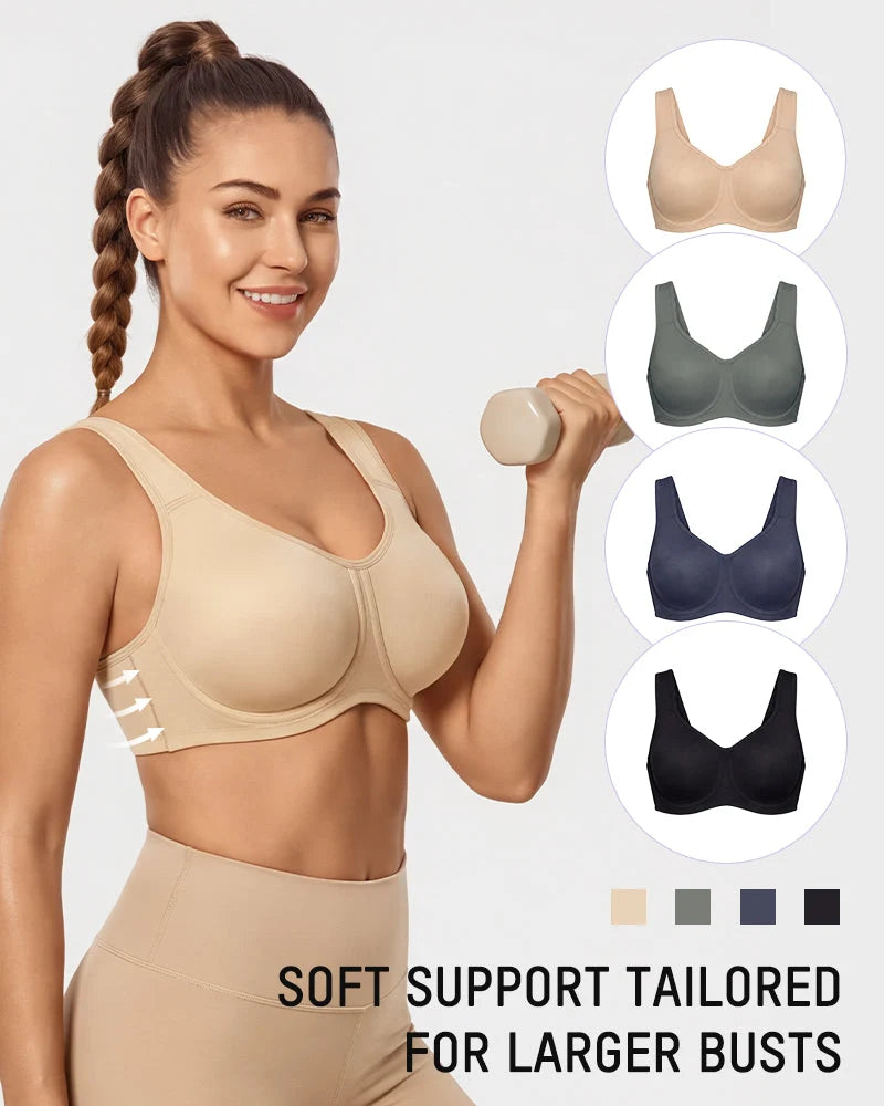 Sports Bra High-Impact Support External Underwire Breathable Mesh