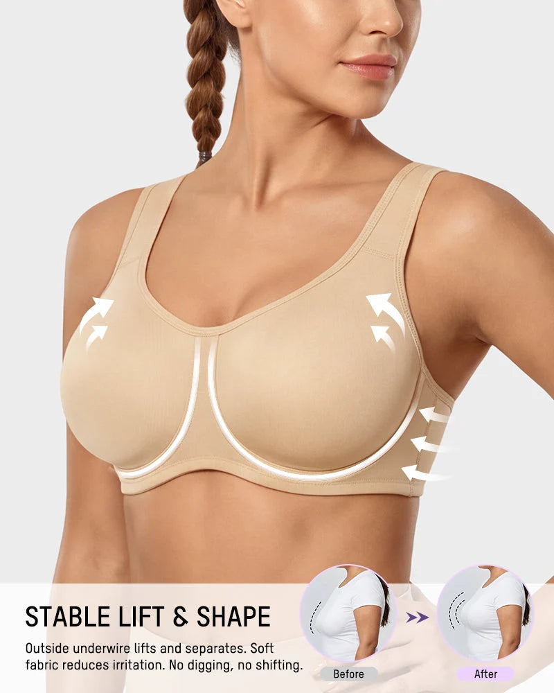 Sports Bra High-Impact Support External Underwire Breathable Mesh