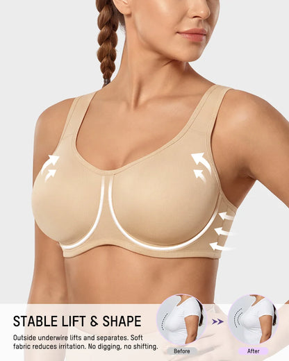 Sports Bra High-Impact Support External Underwire Breathable Mesh