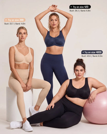 Sports Bra High-Impact Support External Underwire Breathable Mesh