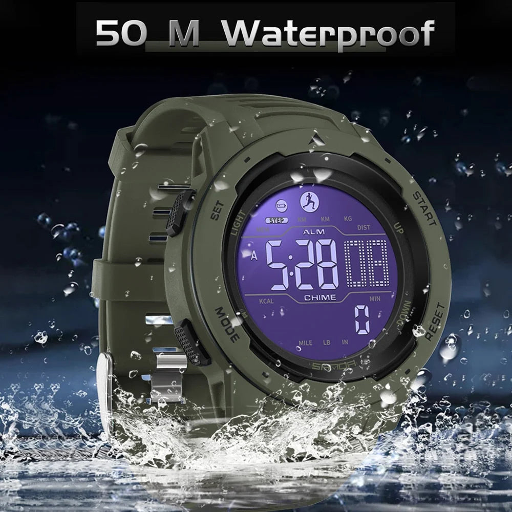 Sports Watch Digital Pedometer Waterproof 165 Ft Rubber Strap