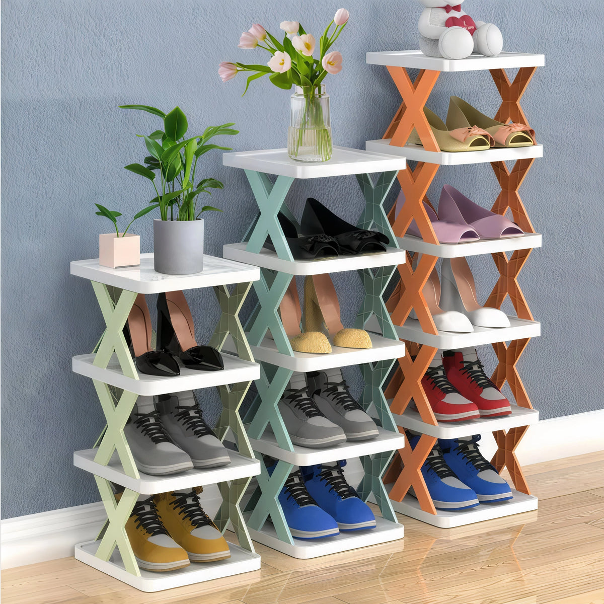 Stackable Shoe Rack Modular Tool-Free Space-Saving