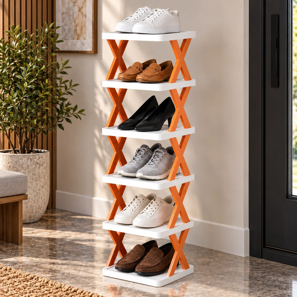 Stackable Shoe Rack Modular Tool-Free Space-Saving