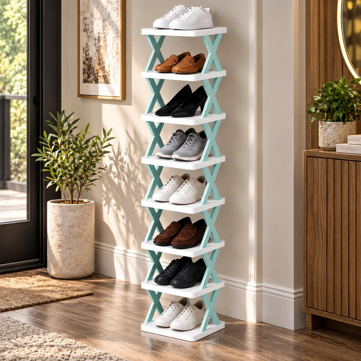 Stackable Shoe Rack Modular Tool-Free Space-Saving