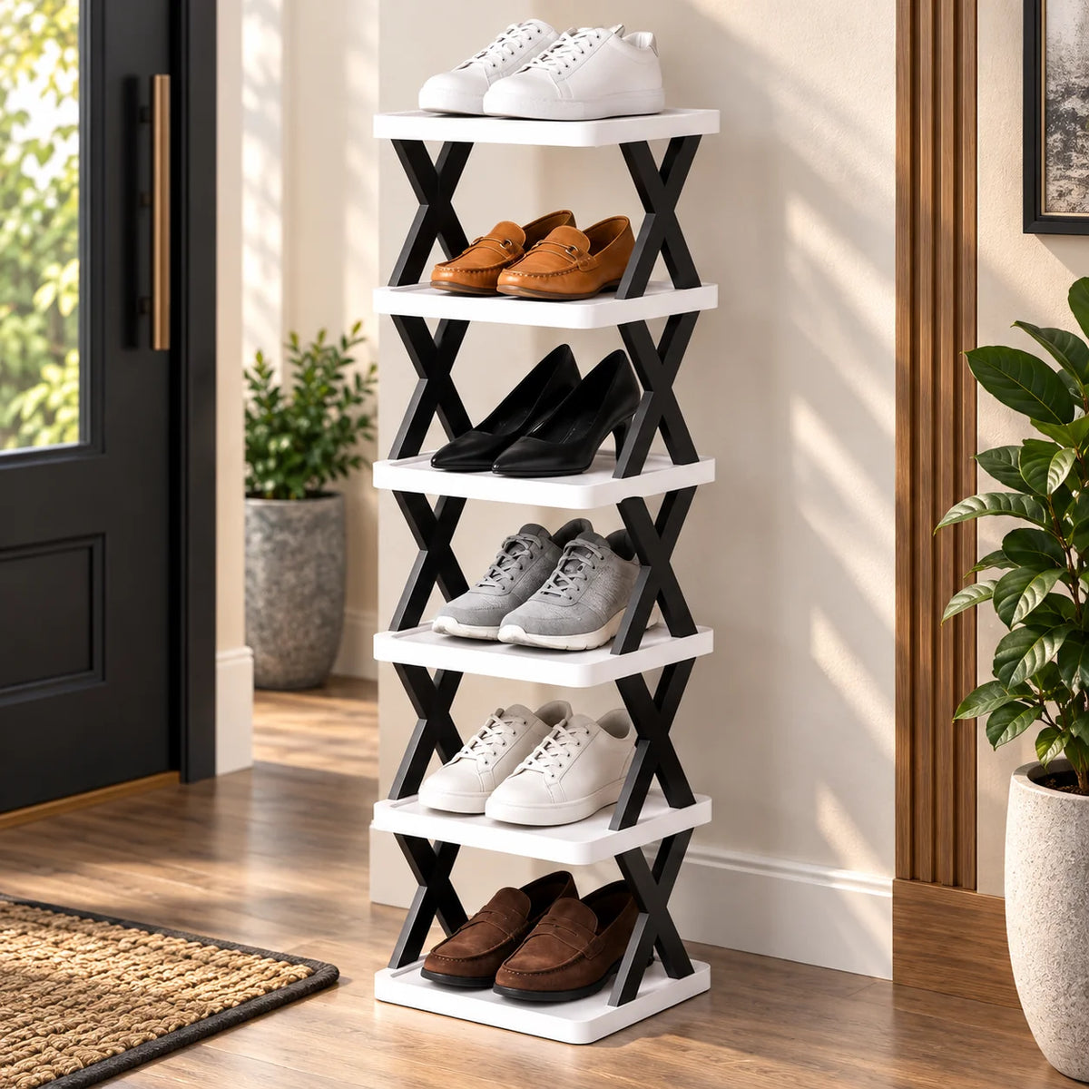 Stackable Shoe Rack Modular Tool-Free Space-Saving
