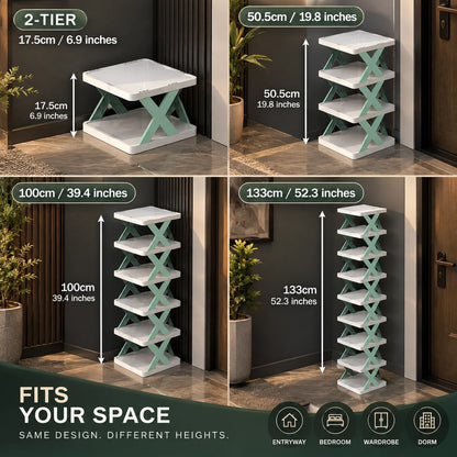 Stackable Shoe Rack Modular Tool-Free Space-Saving