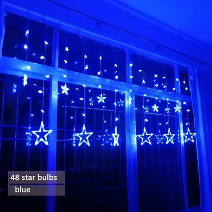Star Curtain String Lights Warm White LED Connectable