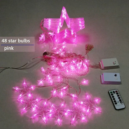 Star Curtain String Lights Warm White LED Connectable