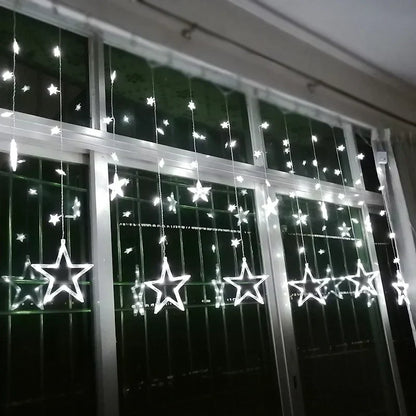 Star Curtain String Lights Warm White LED Connectable