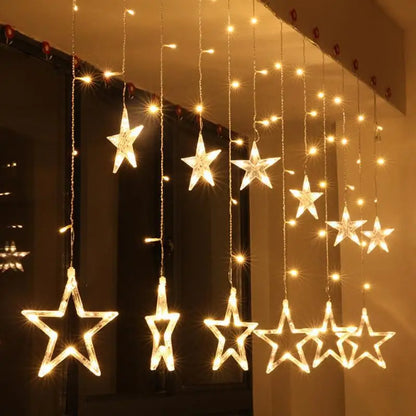 Star Curtain String Lights Warm White LED Connectable