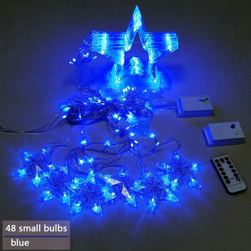Star Curtain String Lights Warm White LED Connectable
