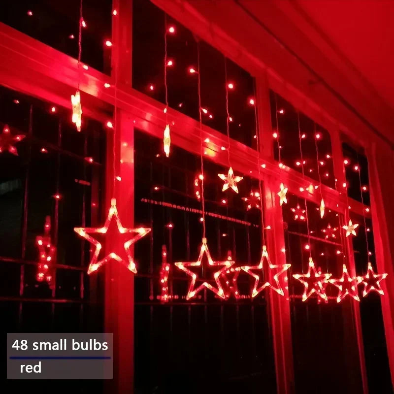 Star Curtain String Lights Warm White LED Connectable
