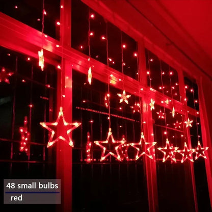 Star Curtain String Lights Warm White LED Connectable