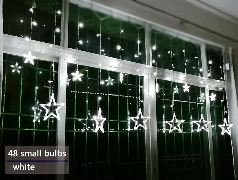 Star Curtain String Lights Warm White LED Connectable