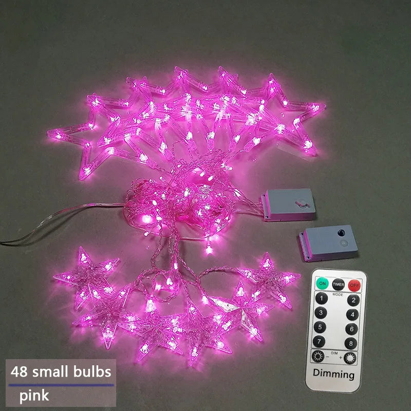 Star Curtain String Lights Warm White LED Connectable