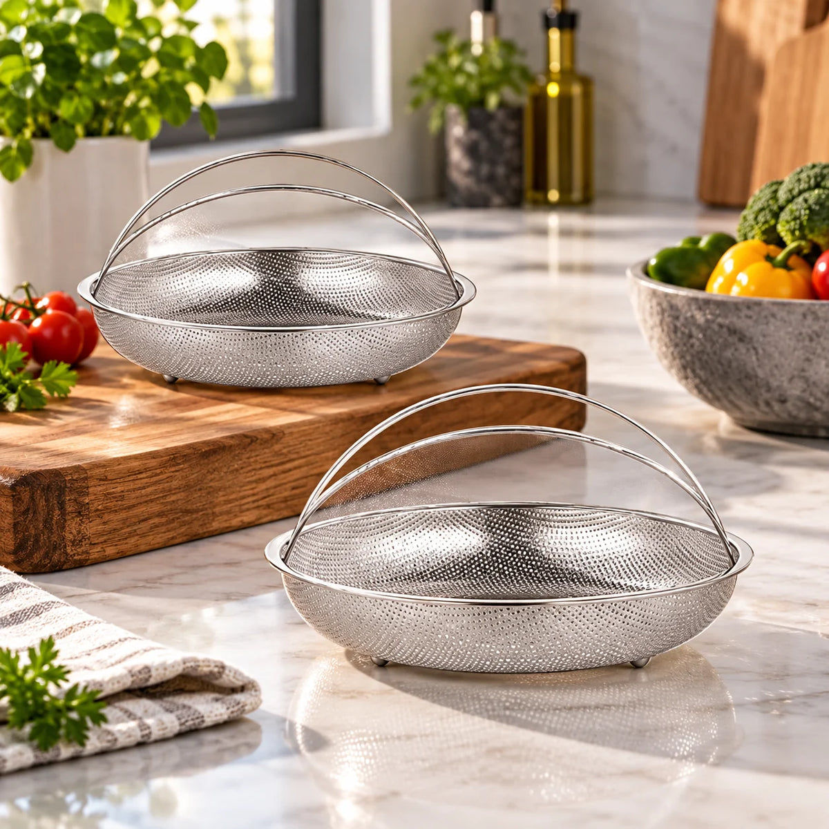 Steamer Baskets Stainless Steel Perforated 2-Piece Set