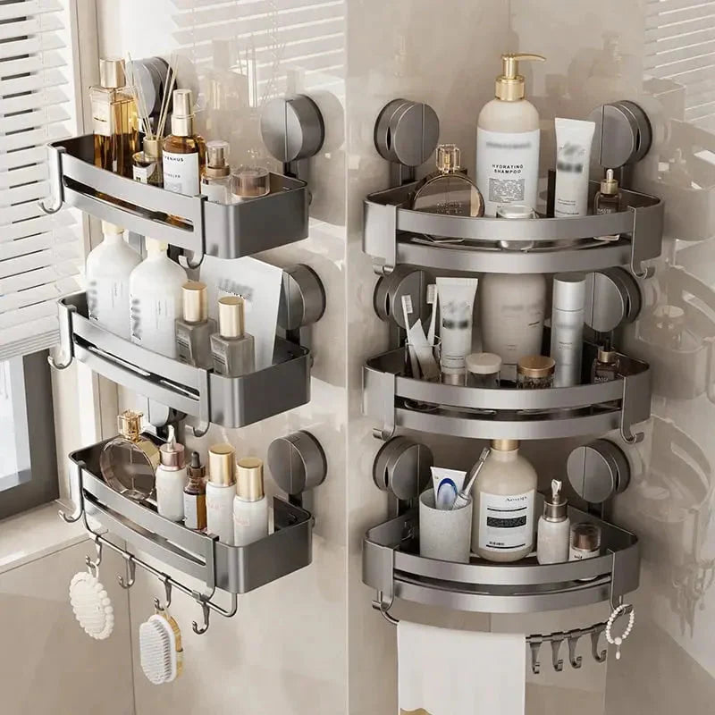 Storage Basket Aluminum Suction-Mount With Drainage Holes