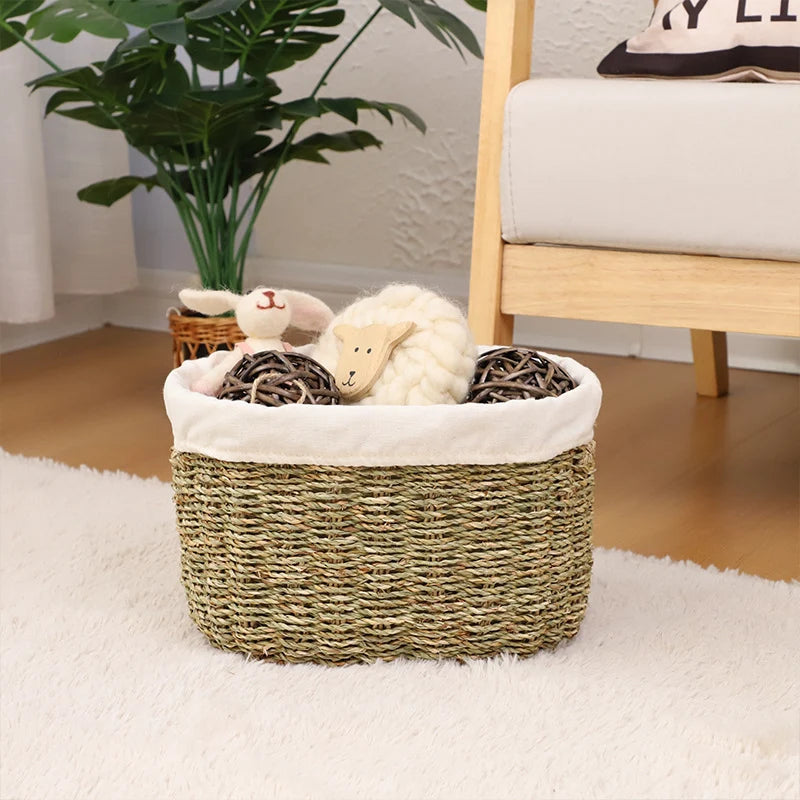 Storage Basket Handwoven Seagrass Sturdy Handles