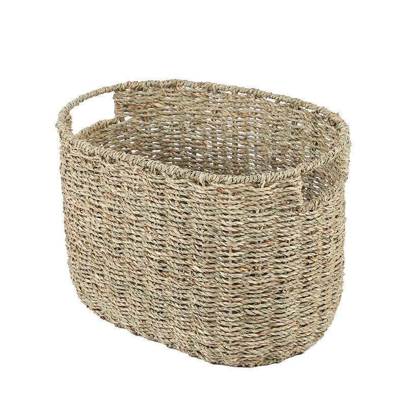 Storage Basket Handwoven Seagrass Sturdy Handles