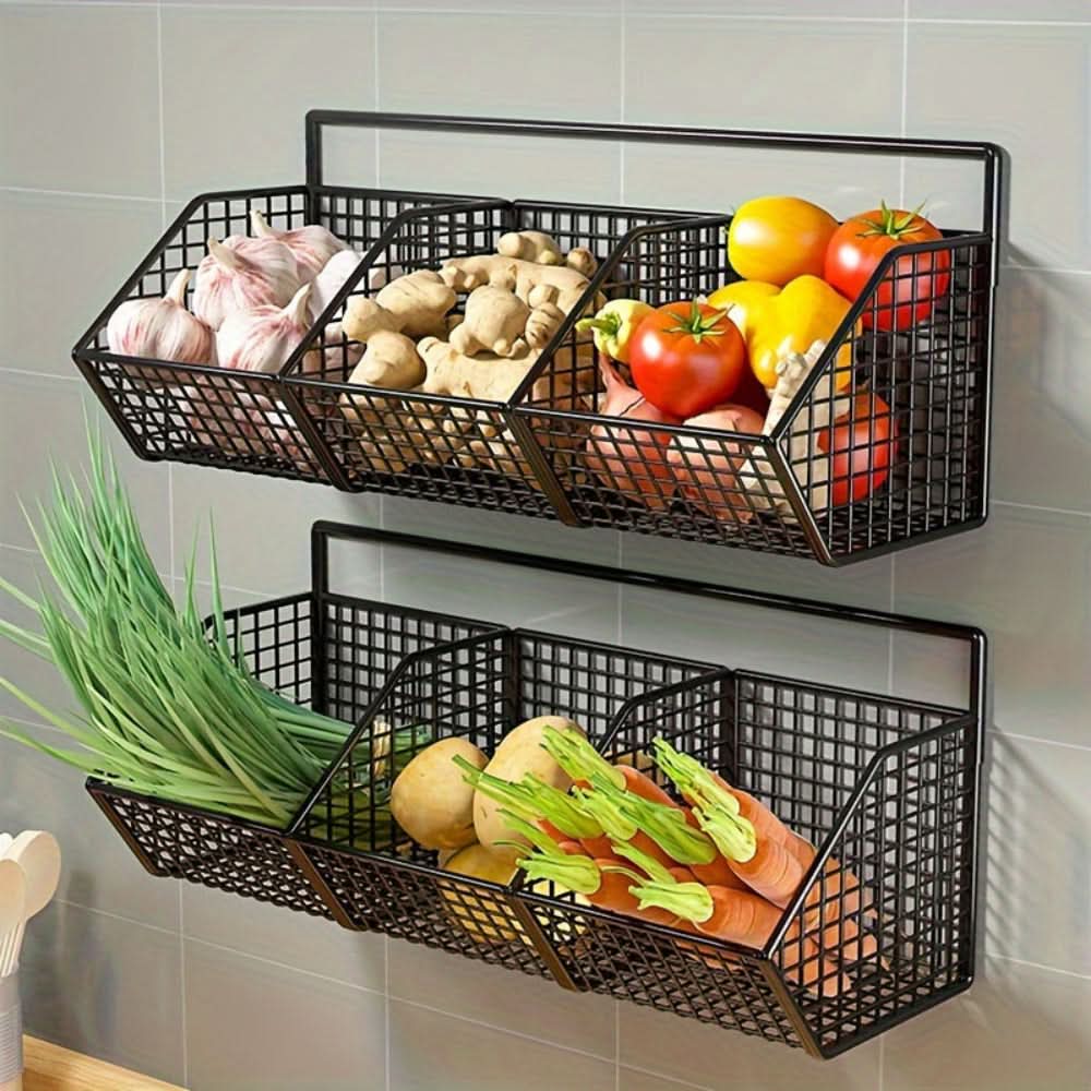 Storage Basket Wall-Mounted Open Wire Rust-Resistant Metal