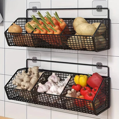 Storage Basket Wall-Mounted Rust-Resistant Open-Grid Metal