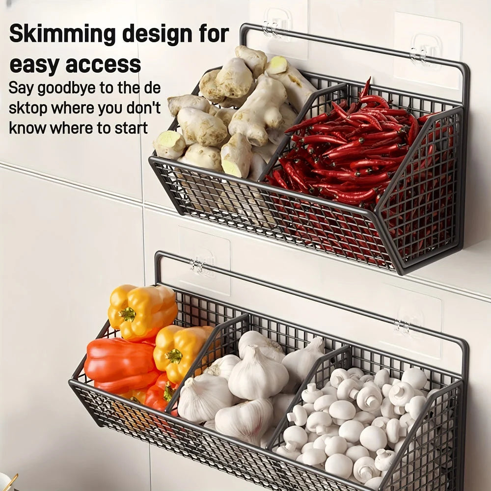 Storage Basket Wall-Mounted Rust-Resistant Open-Grid Metal