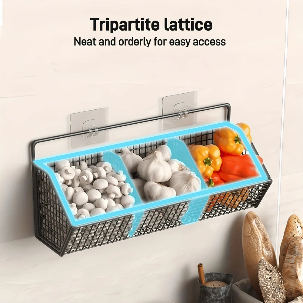 Storage Basket Wall-Mounted Rust-Resistant Open-Grid Metal