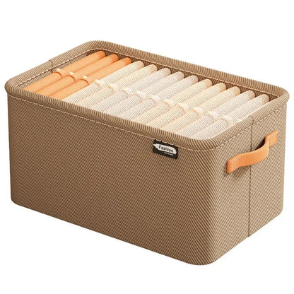 Storage Bin Foldable Stackable Reinforced Fabric Construction