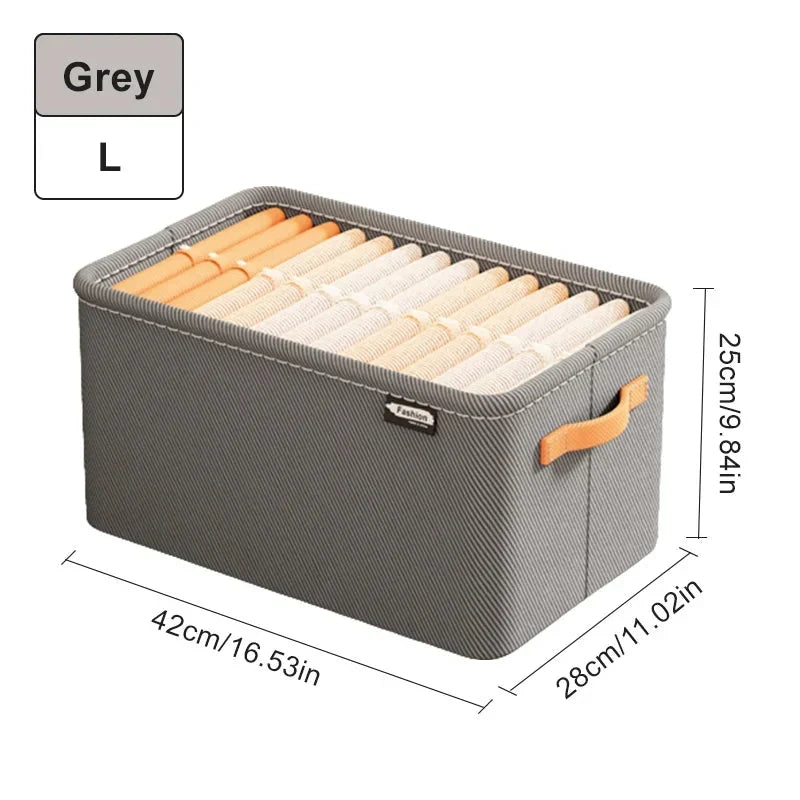 Storage Bin Foldable Stackable Reinforced Fabric Construction