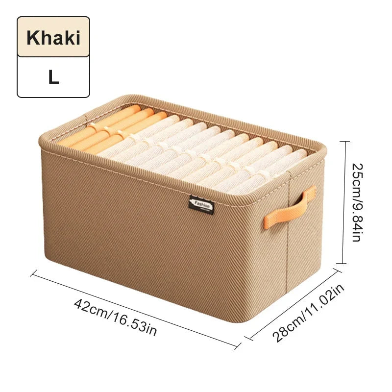 Storage Bin Foldable Stackable Reinforced Fabric Construction
