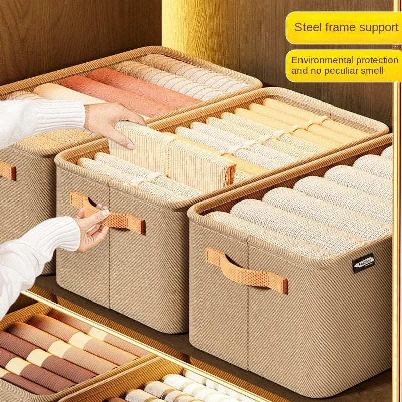 Storage Bin Foldable Stackable Reinforced Fabric Construction