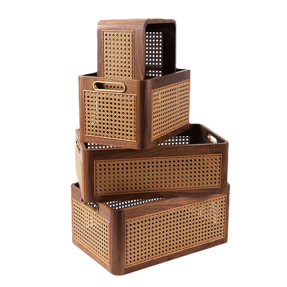 Storage Crate Handwoven Natural Wood Ventilated