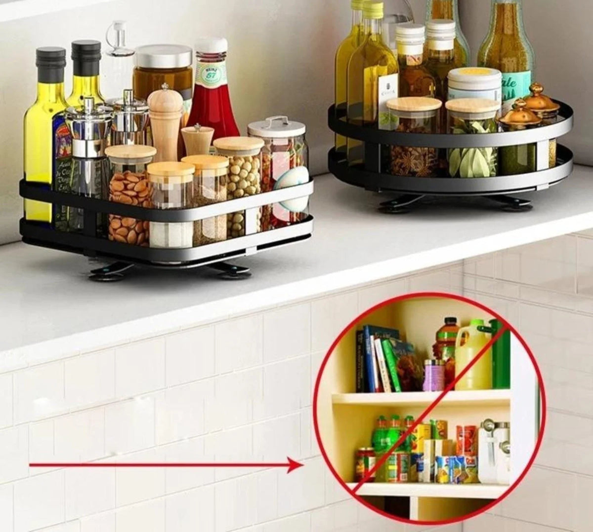 Storage Shelf Stainless Steel 360° Swivel Adjustable Height