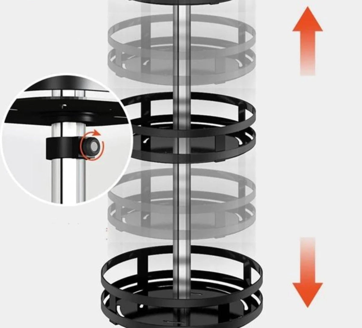 Storage Shelf Stainless Steel 360° Swivel Adjustable Height