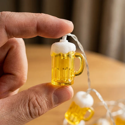 String Lights Beer Mug Motif Battery-Powered Warm White LEDs