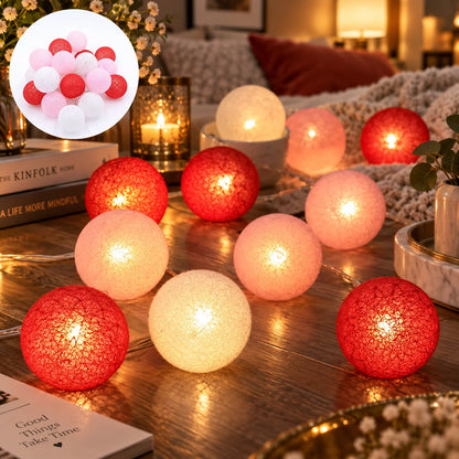 String Lights Cotton Ball Warm Glow USB & Battery