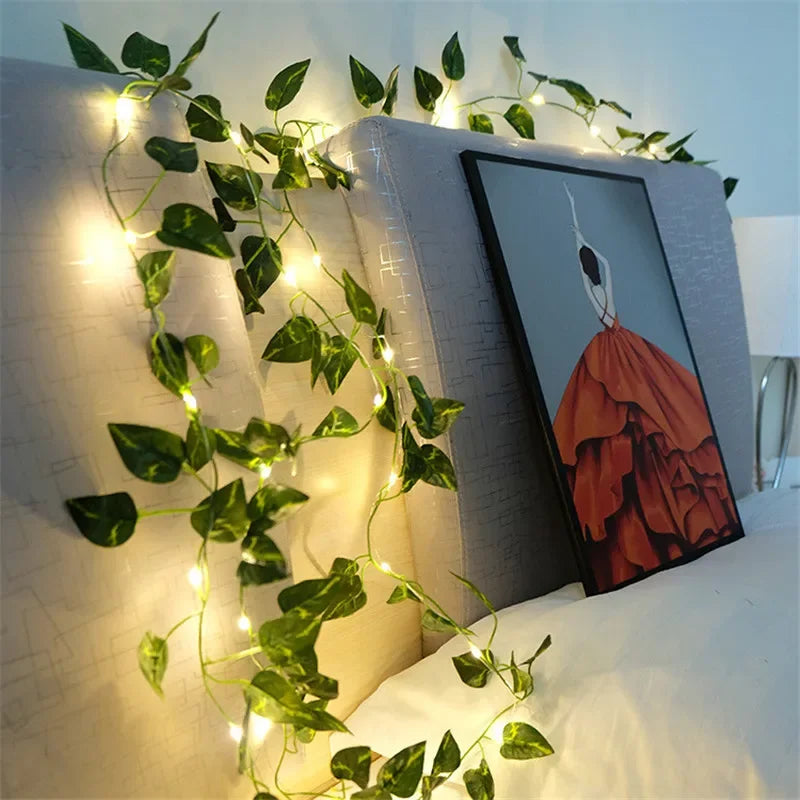 String Lights Leaf Vine Battery-Powered Warm LED