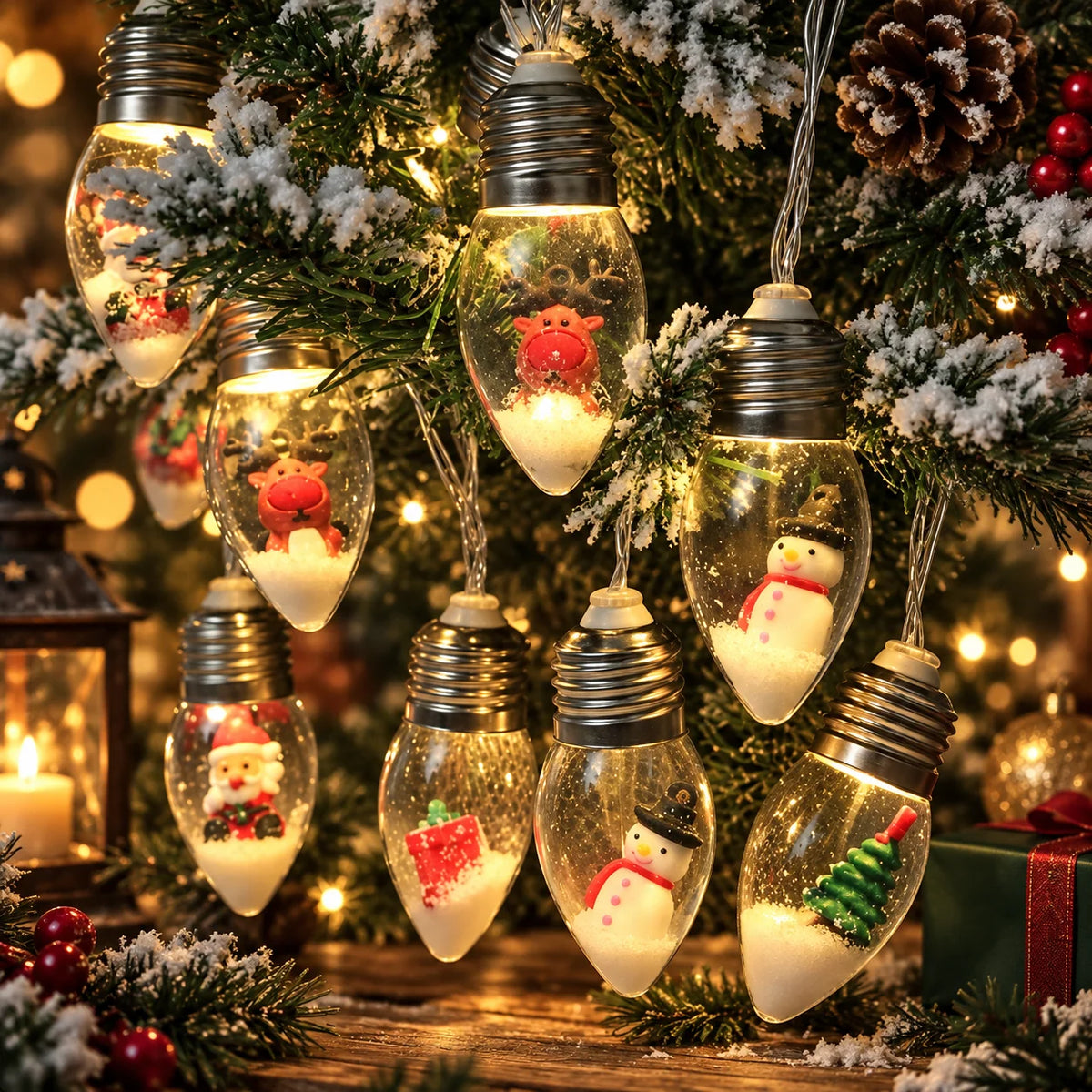 String Lights Snow Globe Acrylic LED Battery Operated