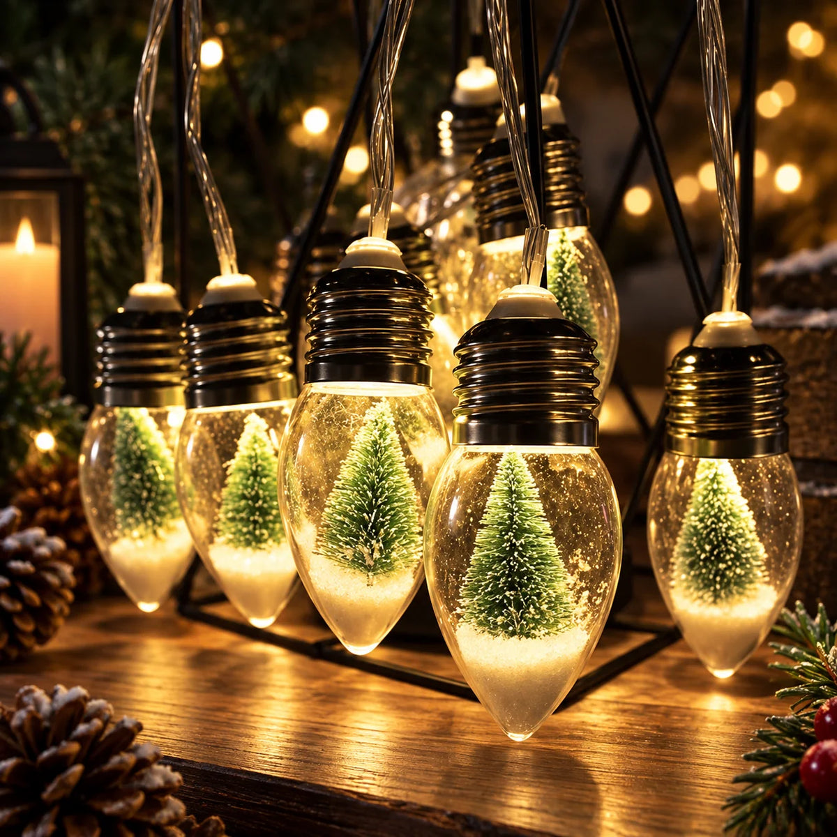 String Lights Snow Globe Acrylic LED Battery Operated