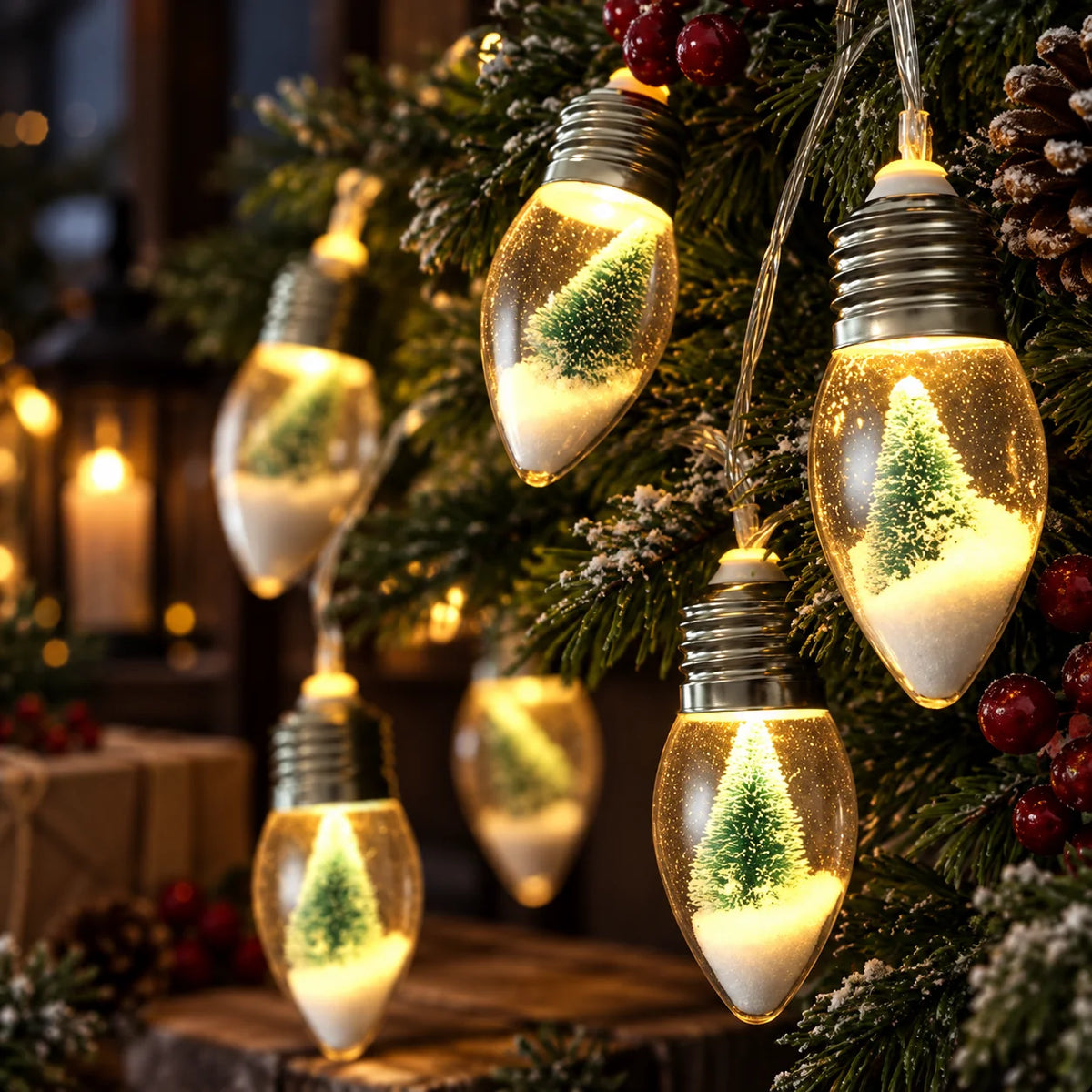 String Lights Snow Globe Acrylic LED Battery Operated