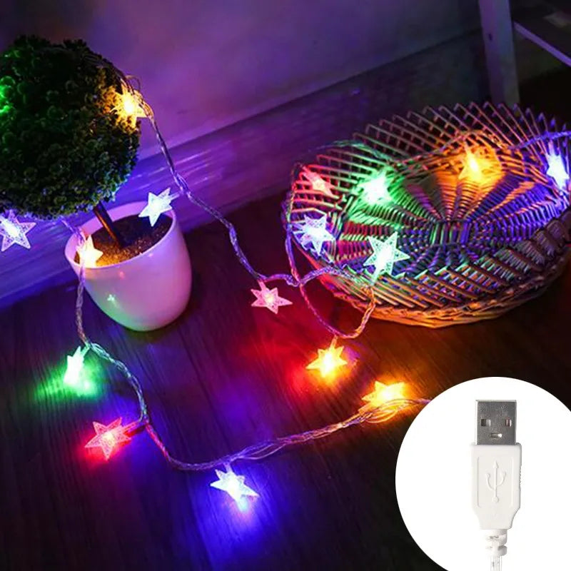 String Lights Star LED Battery & USB Indoor Outdoor