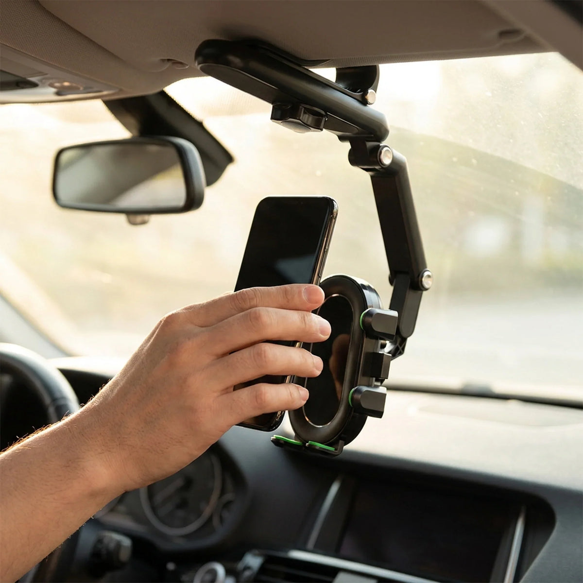 Sun Visor Phone Mount Adjustable Folding Silicone Grip