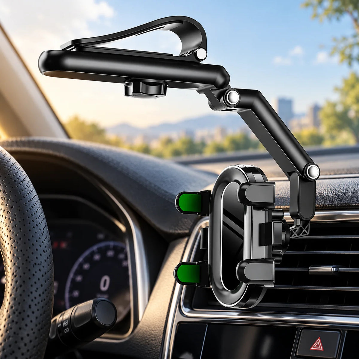 Sun Visor Phone Mount Adjustable Folding Silicone Grip