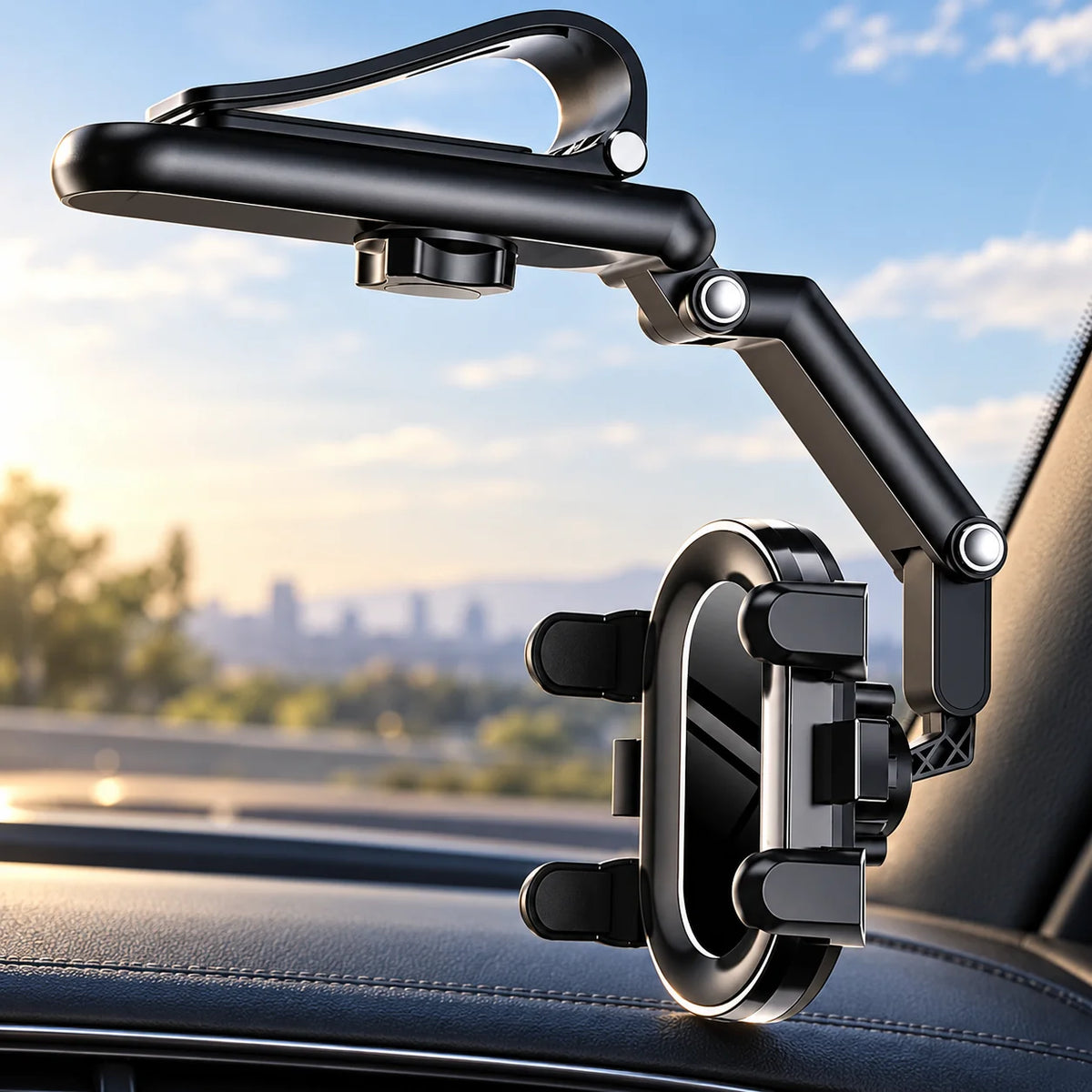 Sun Visor Phone Mount Adjustable Folding Silicone Grip