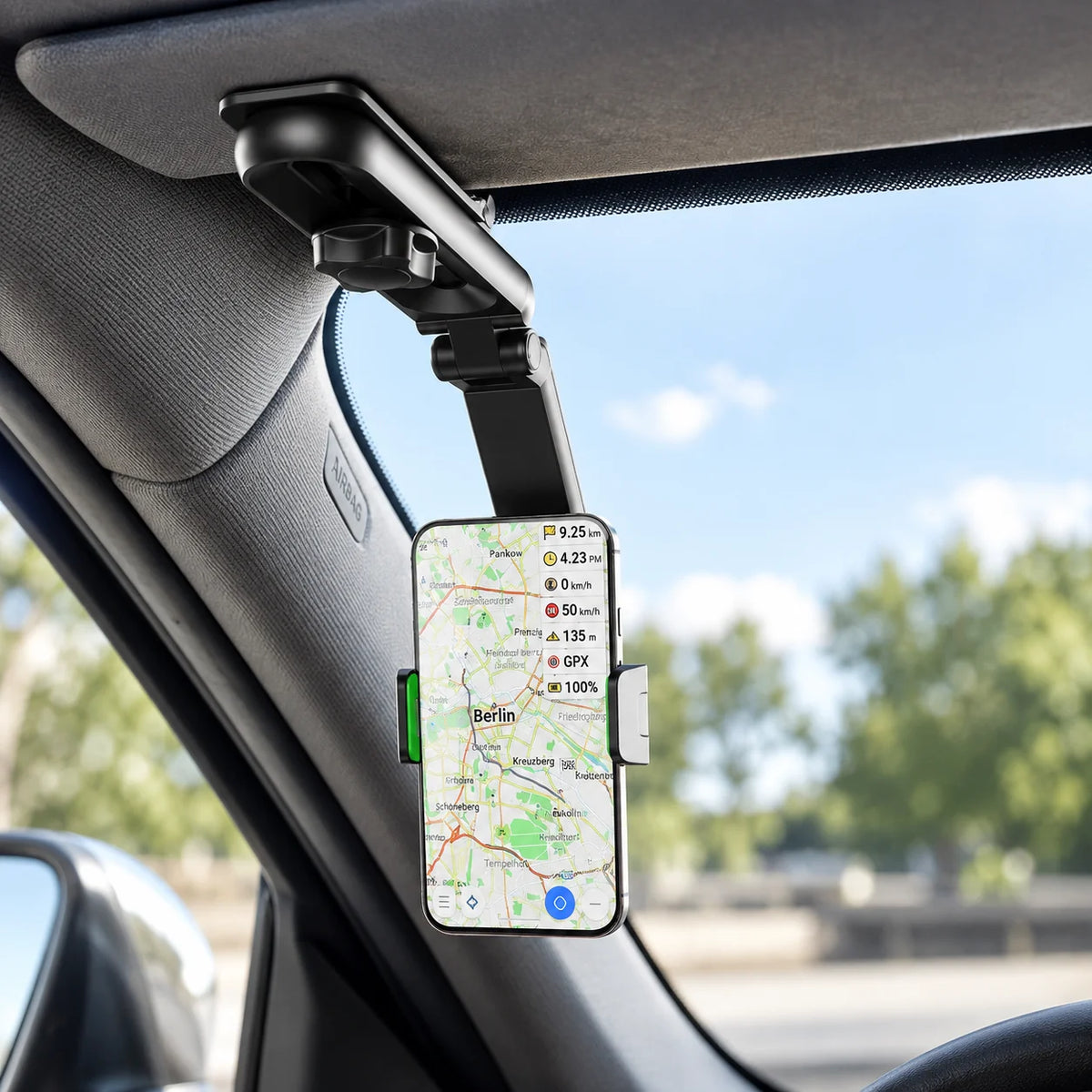 Sun Visor Phone Mount Adjustable Folding Silicone Grip