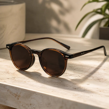 Sunglasses Round Tortoiseshell Lightweight Polycarbonate