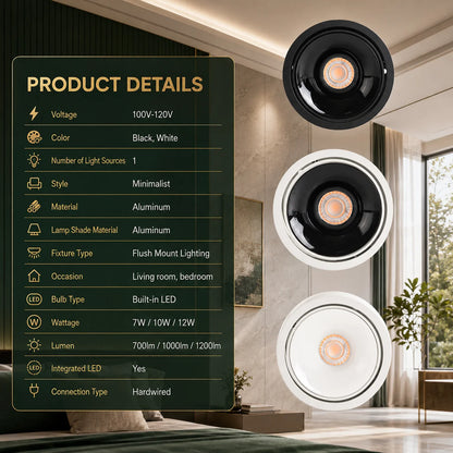 Surface Mount Spot Light Adjustable Swivel Head Integrated LED